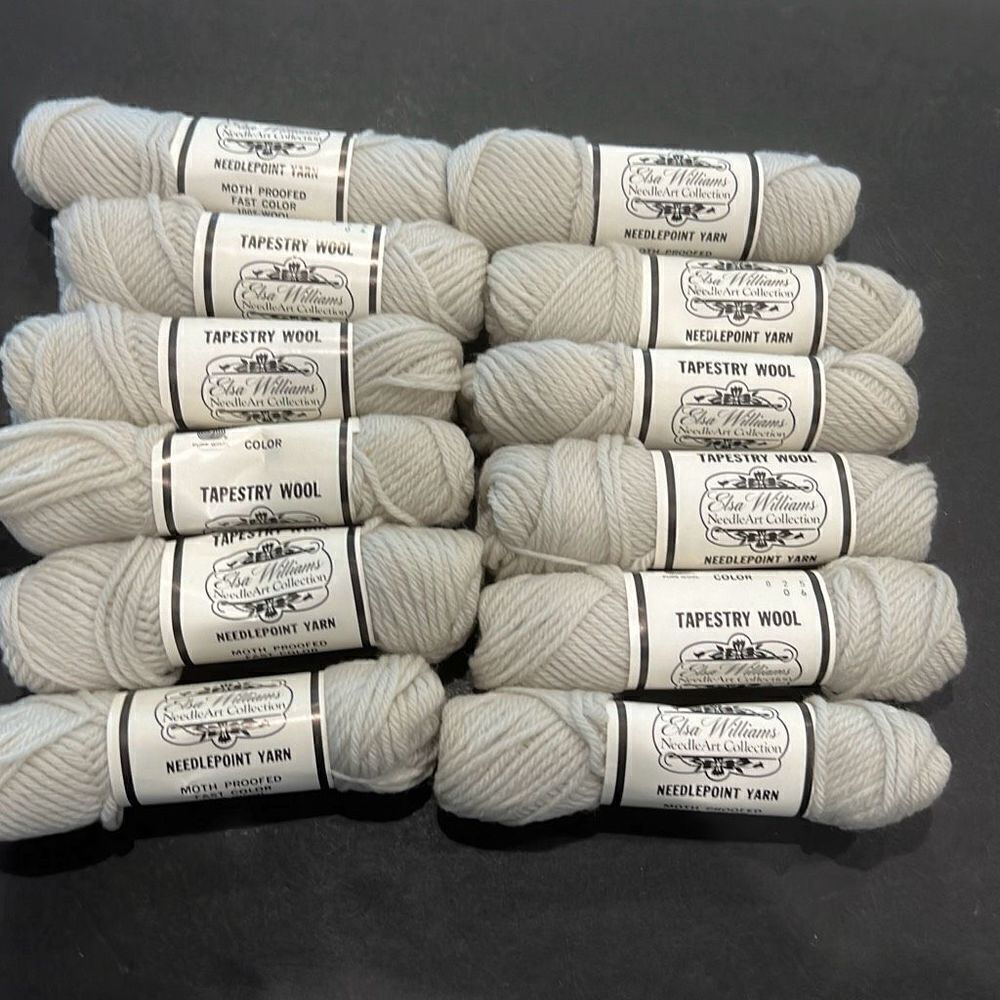 Elsa Williams Lot 12 Gray Needlepoint Yarn 40 yd Skeins 100% Wool Color 825